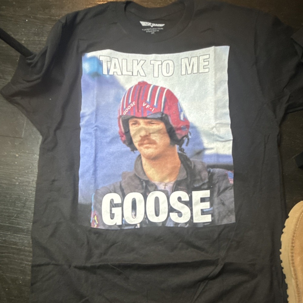 Grunge Top Gun‎ Men's Black T-Shirt Size L Talk To Me Goose Graphic Movie Tee